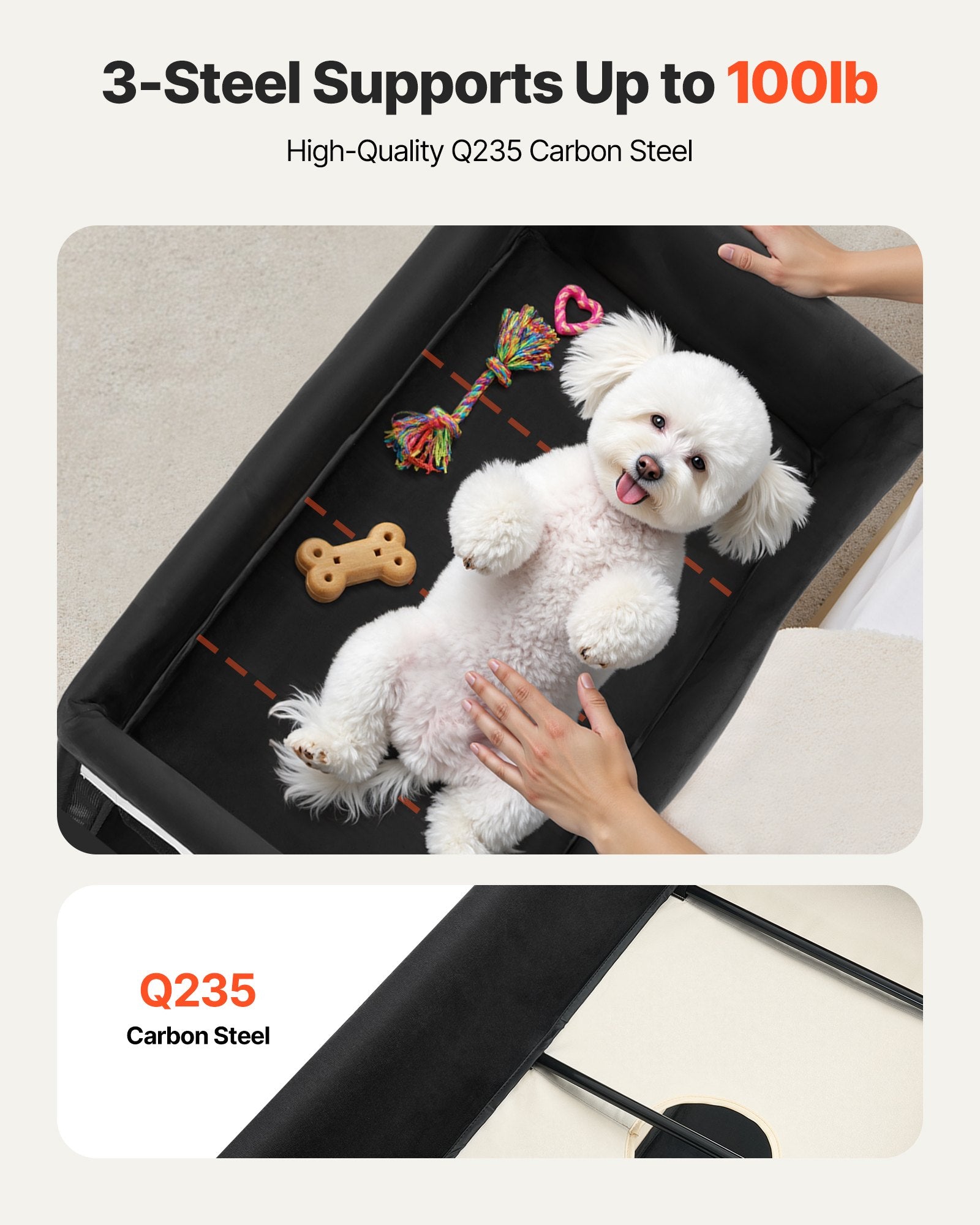 Elevated Lounge Pet Bed, Foldable Bunk Dog Bed With 600D Oxford Cloth And Dutch Velvet