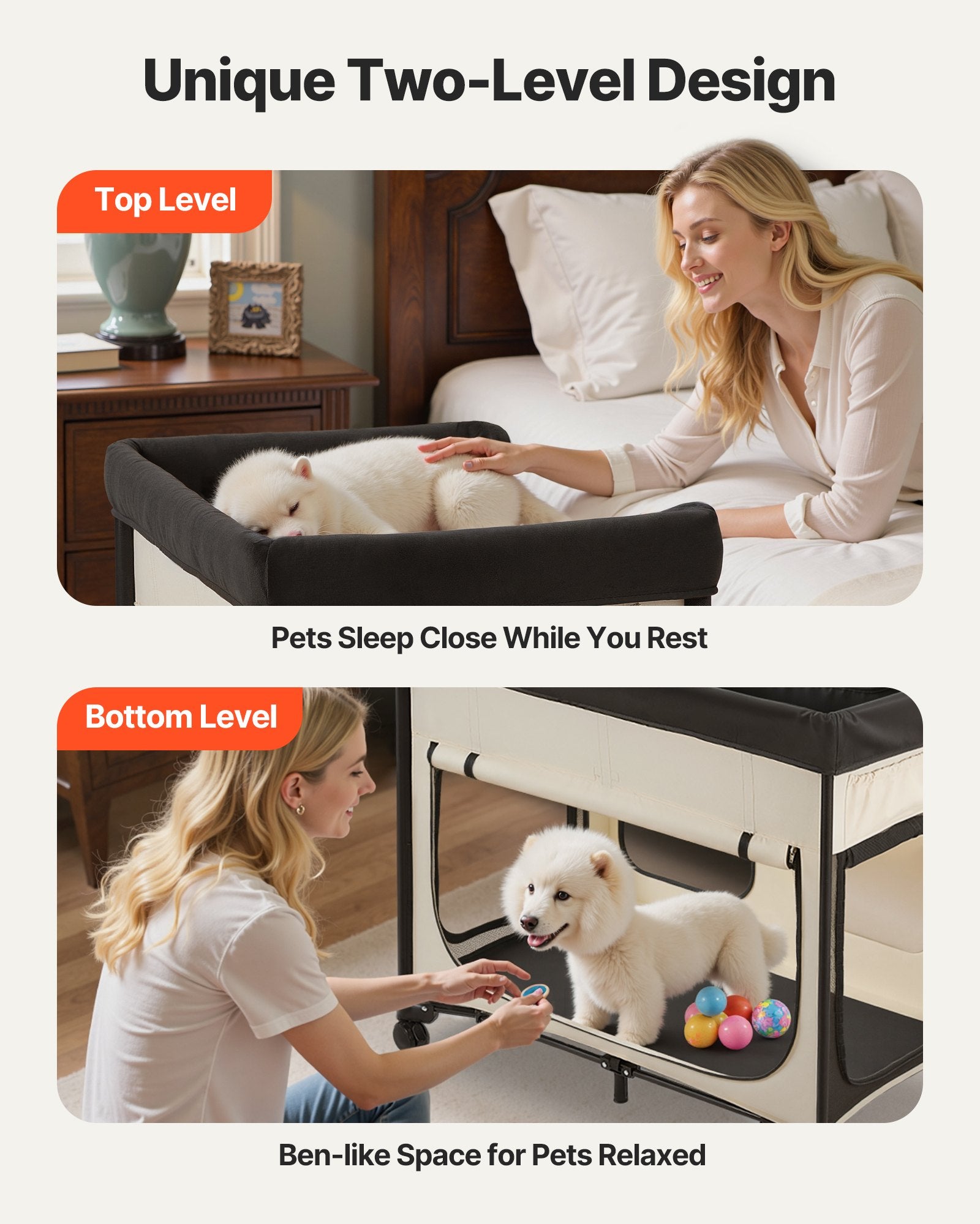 Elevated Lounge Pet Bed, Foldable Bunk Dog Bed With 600D Oxford Cloth And Dutch Velvet