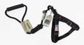 Dog Leash, Leash with black nylon webbing, padded handle, elastic shock-absorbing section and adjustable harness straps