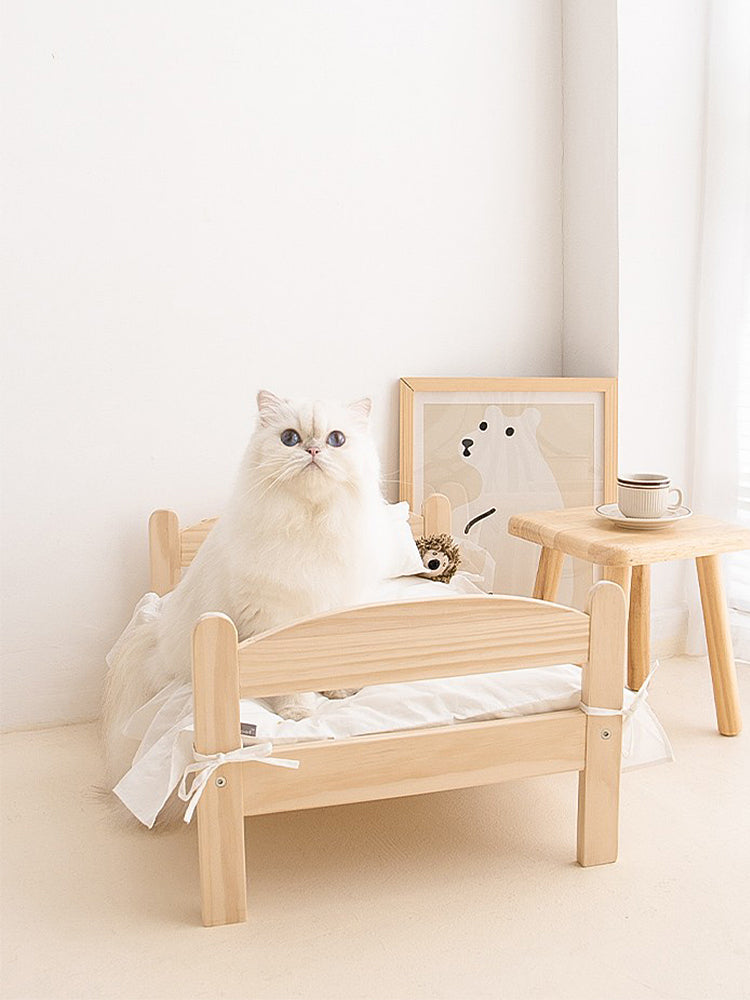 wooden dog bed