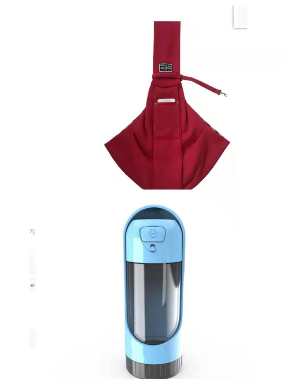 Pet Dog Travel Sling in red solid-color fabric with a wide adjustable shoulder strap and a small front zip pocket.
