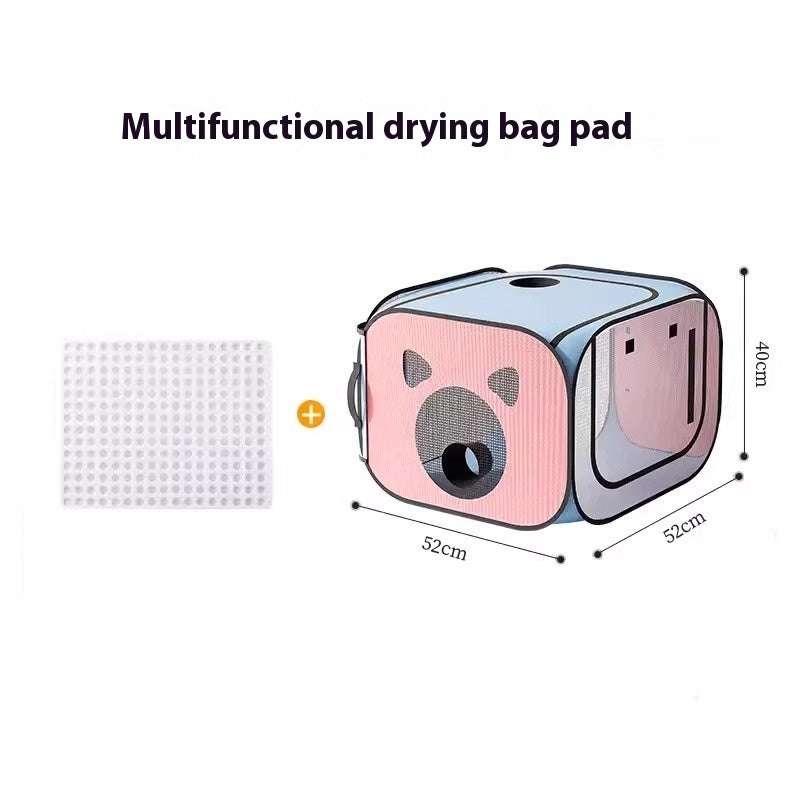 Pet Shower Household pet drying oven in pink and blue Oxford fabric with mesh ventilation, zipper door and separate foot pad