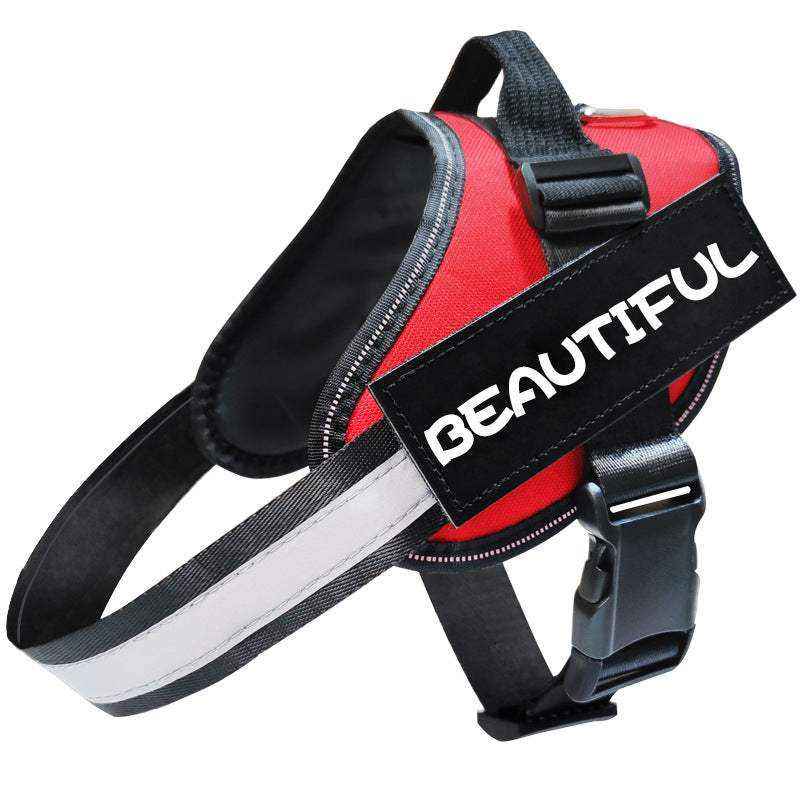 Reflective Dog Leash, red and black polyester dog harness with reflective chest strap and adjustable buckles