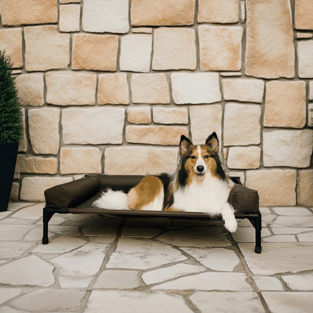Brown breathable warm pet bed set for medium and large pets